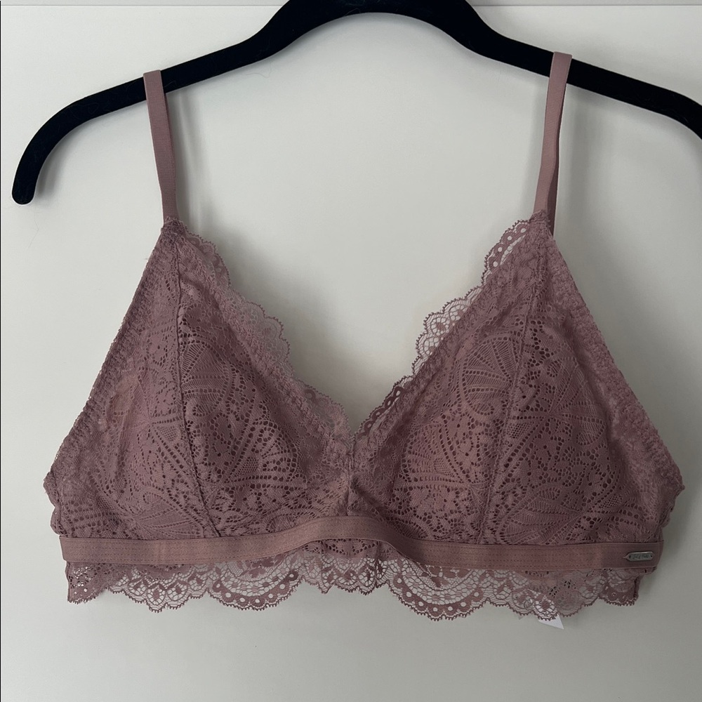 NWT Gilly Hicks Lace Bralette in Dusty Rose / Mauve Size Large